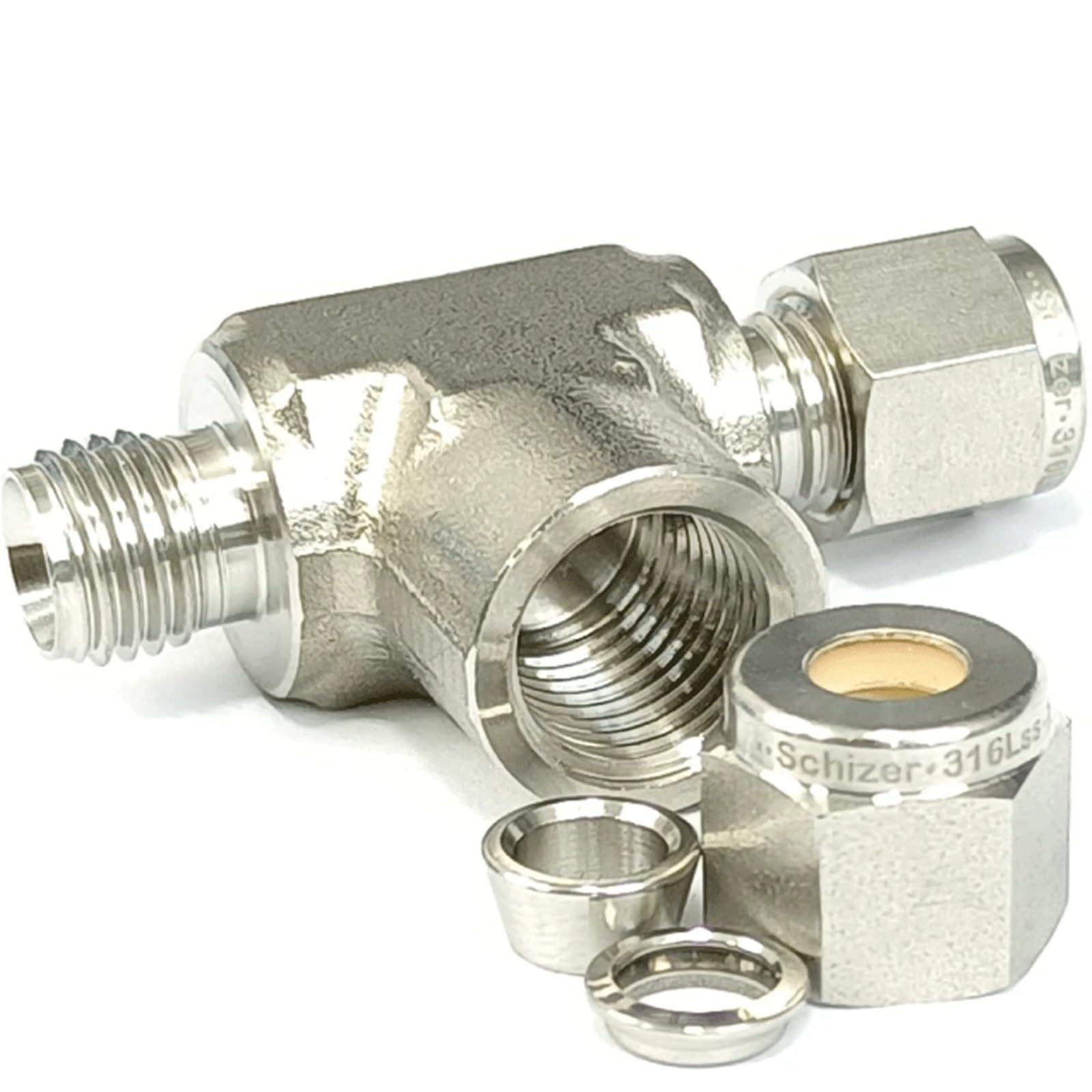 1/4" NPT Female 1/4" Tube OD Compression Union Tee 3 Wasy SUS316L Stainless Steel Pipe Fitting Connector 3000 PSI