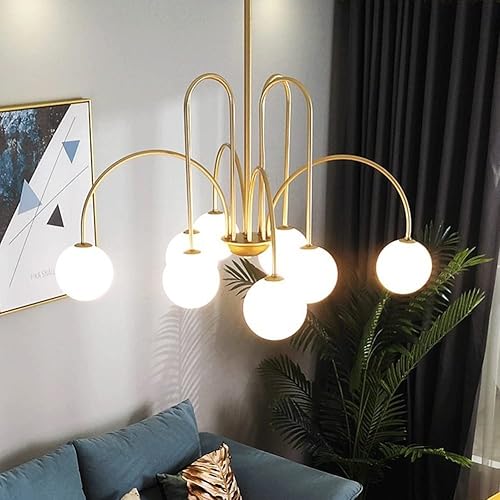 Miniatura 3 de Modern Chandelier Modern Globe Brushed Brass Metal Pendant Light with Adjustable Rods Hanging Ceiling Lighting Fixture for Kitchen Dining Room
