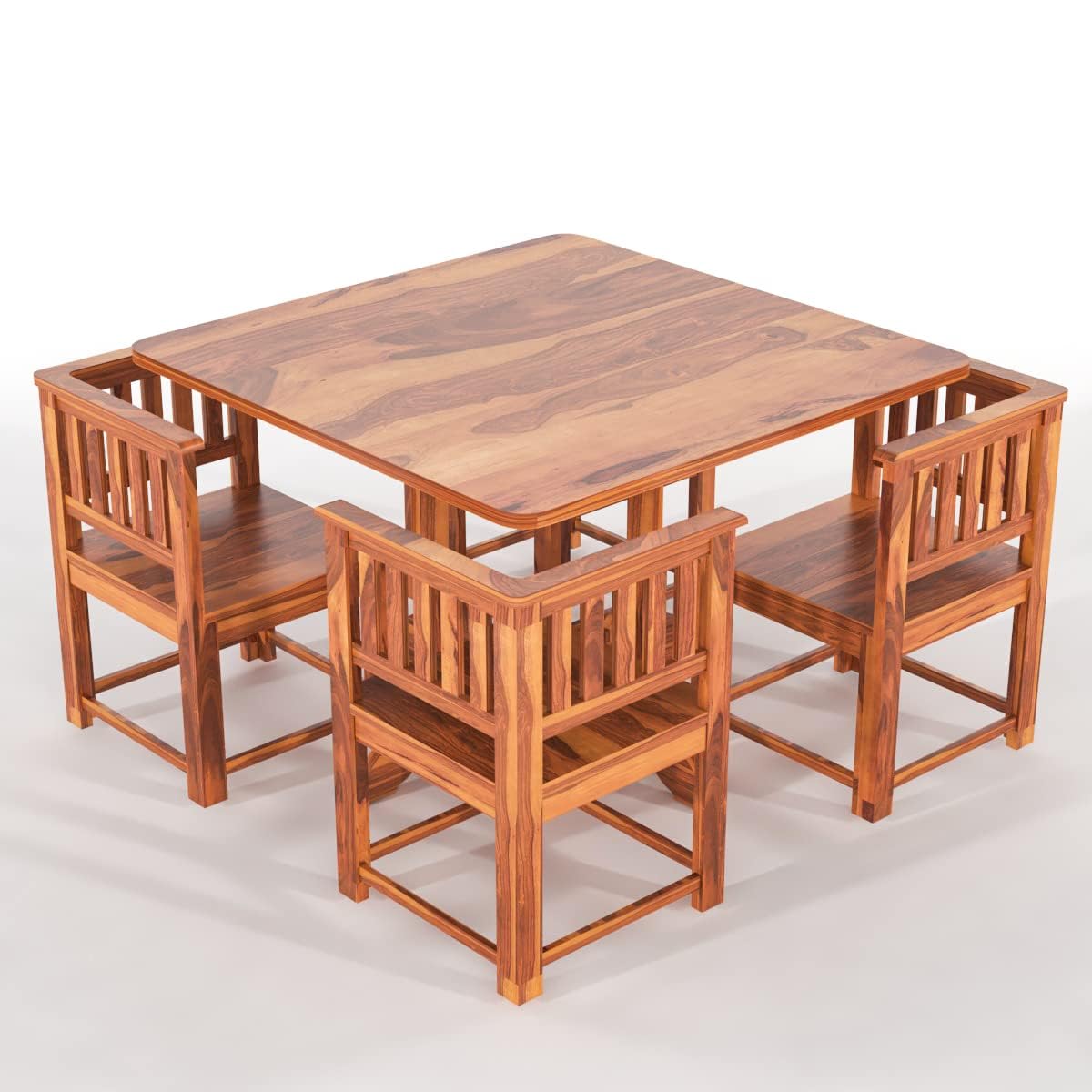 Sheesham Wood Dining Set | Wooden Dining Table with 4 Chairs | Solid Wood Dining Table Set 4 Seater | Furniture Dinner Set for Living Room, Dining Room (Natural Finish) - 1 Year Warranty-image-42