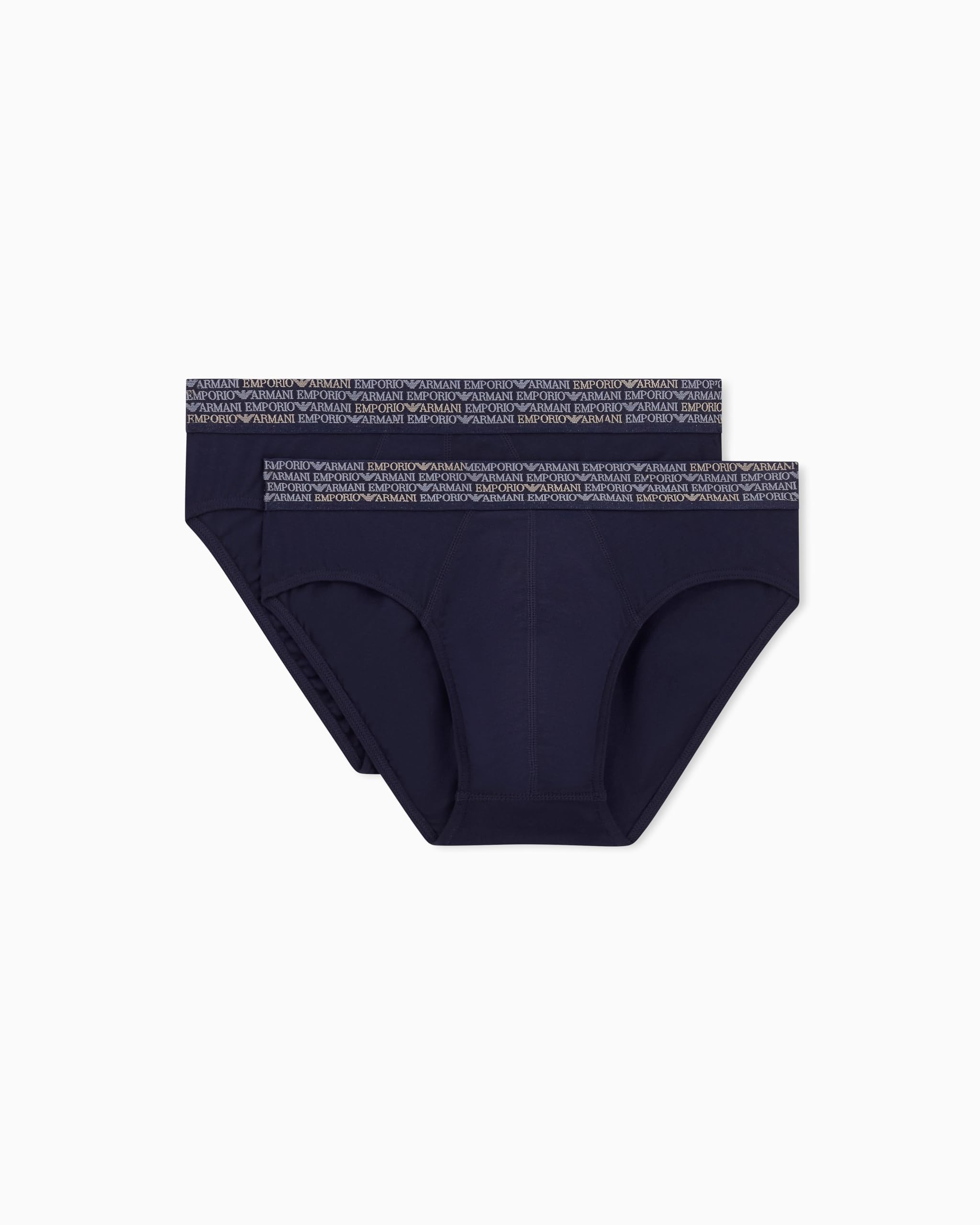 EMPORIO ARMANI Man's Allover Logo Elastic 2-Pack Brief Blue M