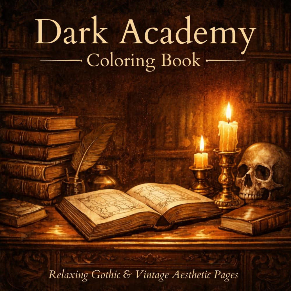 dark academia coloring book: 50 Relaxing Gothic & Vintage Aesthetic Pages