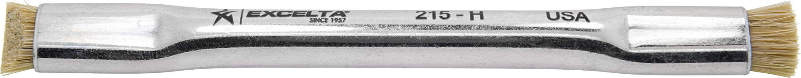Excelta - 215-H - Brushes - ESD Safe - Straight - Two Star - SS Handle with Horse Hair Bristles - Double End, 0.375" Height, 0.375" Wide, 4.5" Length