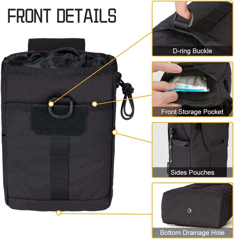 IDOGEAR Molle Dump Pouch Tactical Pouches Roll-up Drawstring Mag Pouches Foldable for Battle Belt Vest Plate Carrier Backpack Utility Folding Dump Pouch Waist Bag