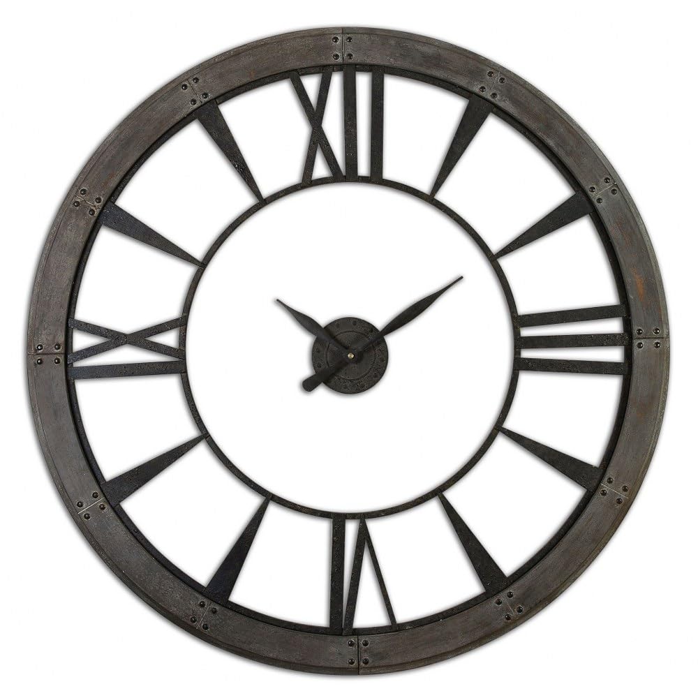 Amazon.com: Uttermost 06084 Ronan Wall Clock, Large, Gray : Home