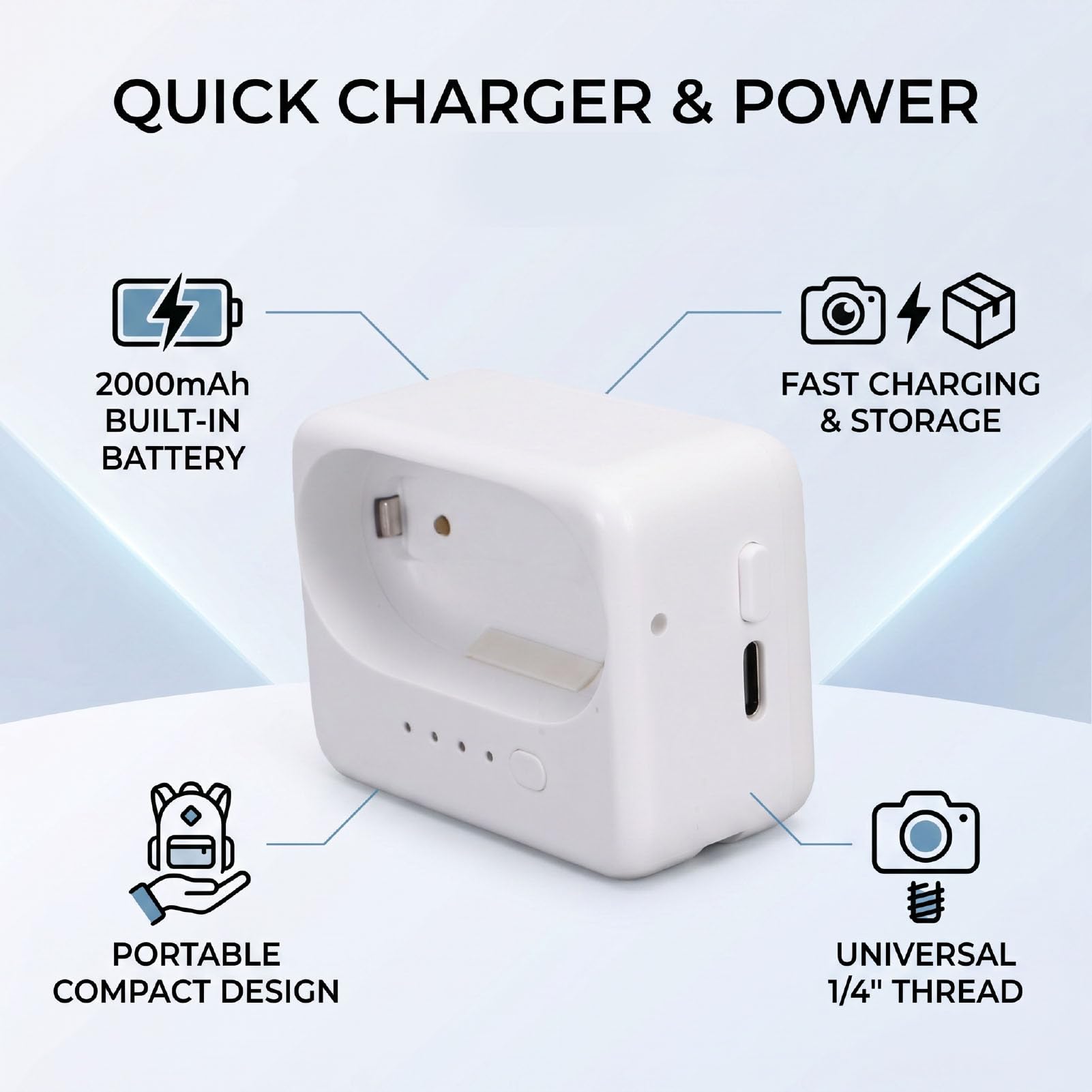 Kamera Akcji Szybka ładowarka, Stacja ładująca 2000mAh