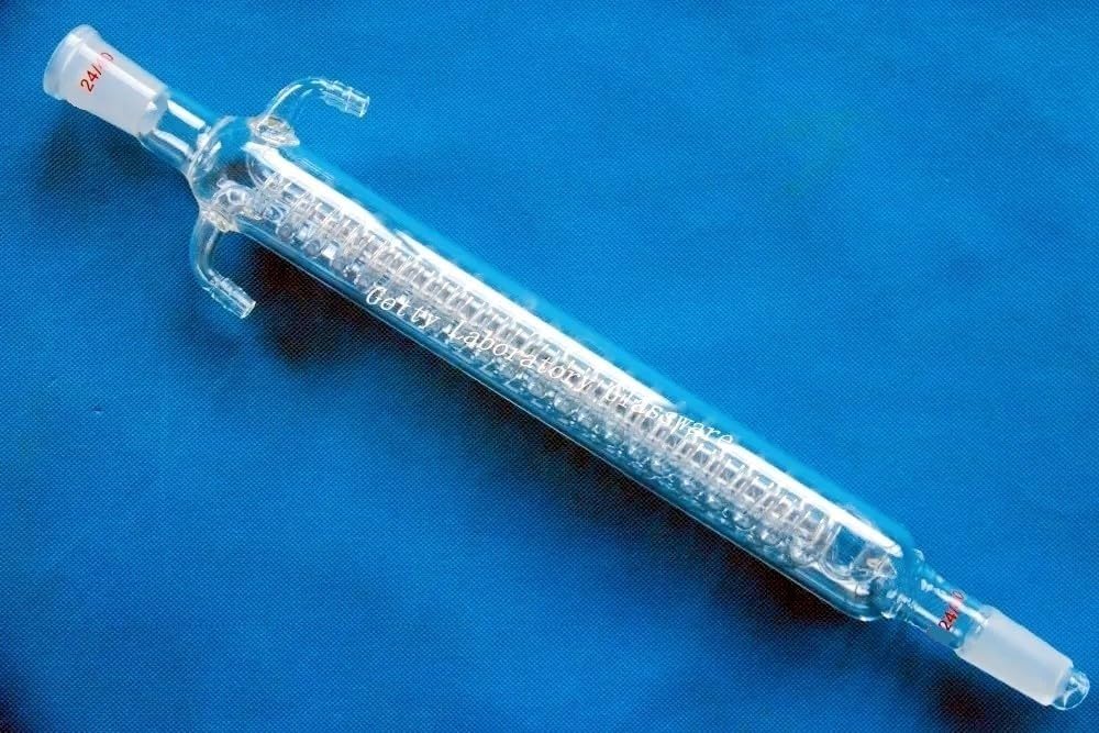 1 szt. borokrzemianowa szklana chłodnica zwrotna 24/40-300 mm długości, cewka do szkła laboratoryjnego do zastosowań destylacyjnych i zwrotnych