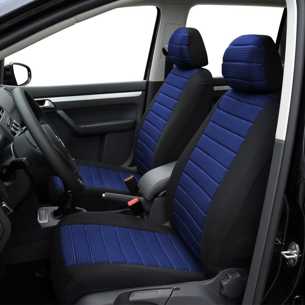 TOYOUN Front Pair Car Seat Covers Universal Fit Front Seat Covers Jacquard Cloth Auto Seat Covers Set for Most Sedans, Vans, SUVs, Trucks, Car Seat Protector Airbag compatible, Blue