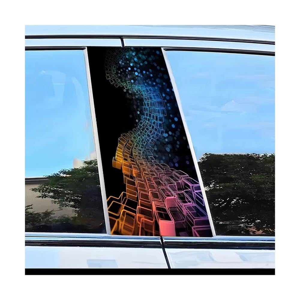 Bertdcx One Color Car Center Pillar Stickers Colorful Spiral Cubes B-Pillar Scratch Protection Auto Parts