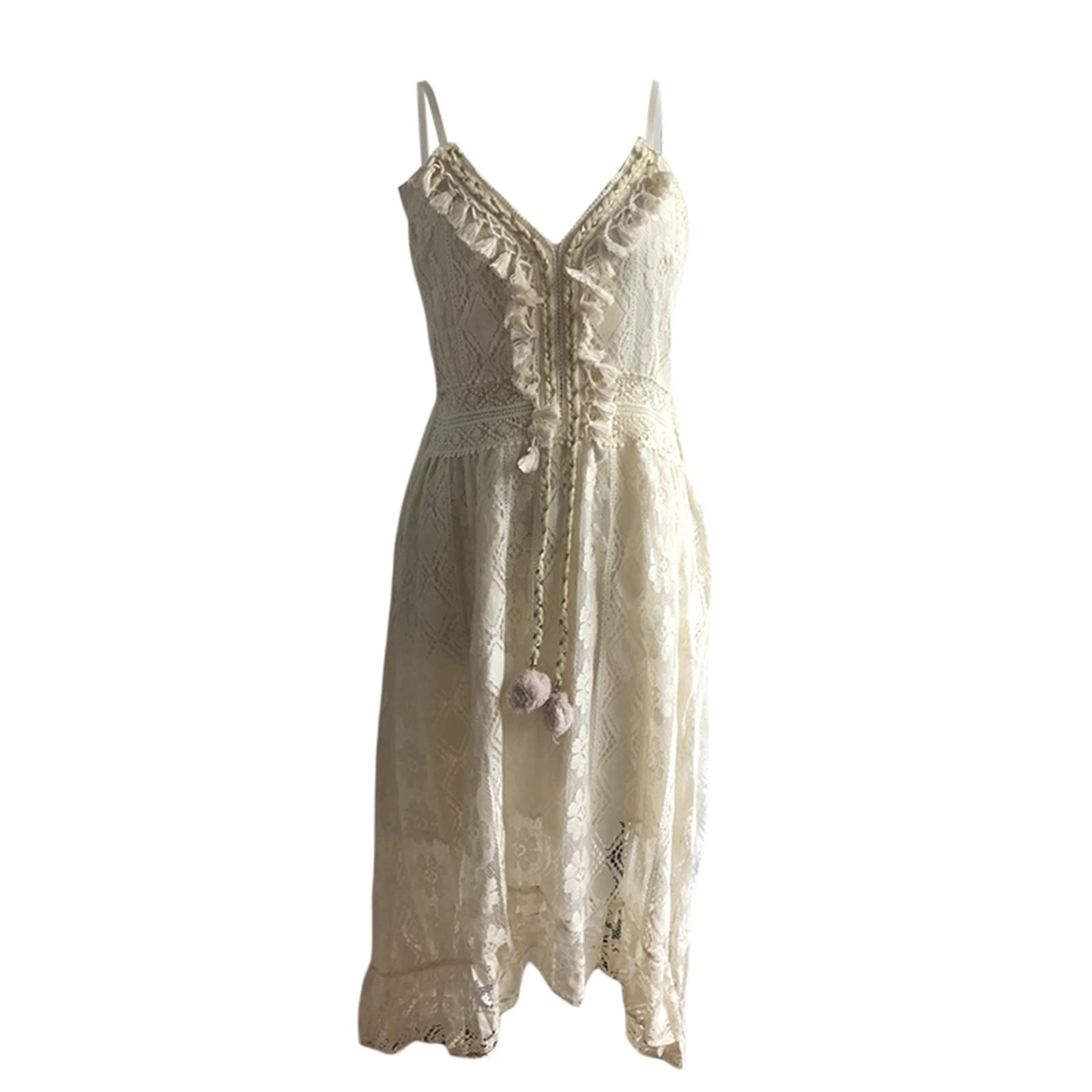Geagodelia Cache-Maillots de Bain Bikini Longue Décolleté col en v en Bretelle Robe de Plage sans Manches Imprimée Florale Franges Transparent Maxi Ample Beachwear