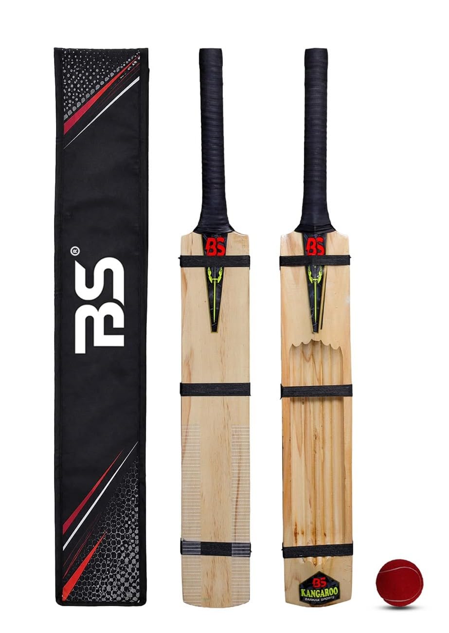 BS Barkha Kangaroo Full Size Popular Willow Cricket Bat with Cover & Ball | Lightweight Wooden Cricket Bat for Tennis Ball Cricket | Practice Cricket Bat-picture-18