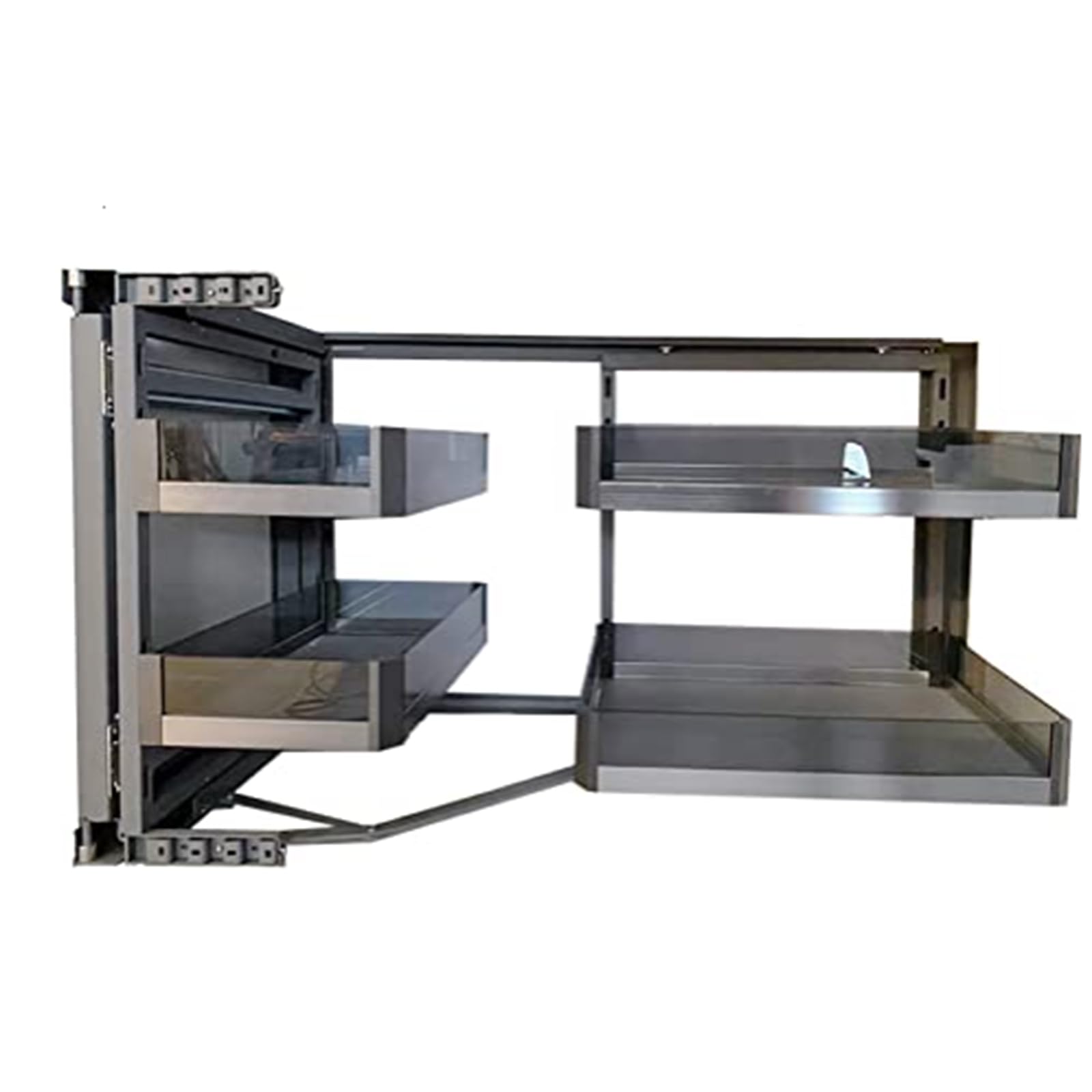 KOLHGNSE Blind Corner Cabinet Pull Out Organizer, Kitchen Corner Cabinet Organizer, 2-Tiers Swing Tray Kitchen Corner Shelf Left Or Right Handed Open Storage Shelves,Blind Corner Soft Close