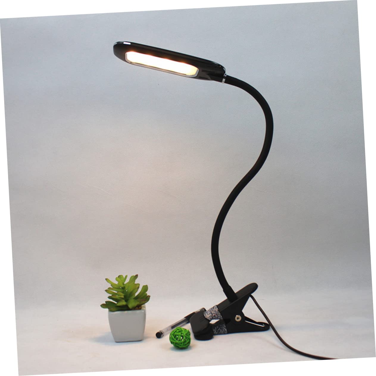 POPETPOP USB Clip Reading Light LED Eye Care Lamp with Flexible Gooseneck Brightness Levels Portable Clip Design for Reading Camping and Hobbies Black