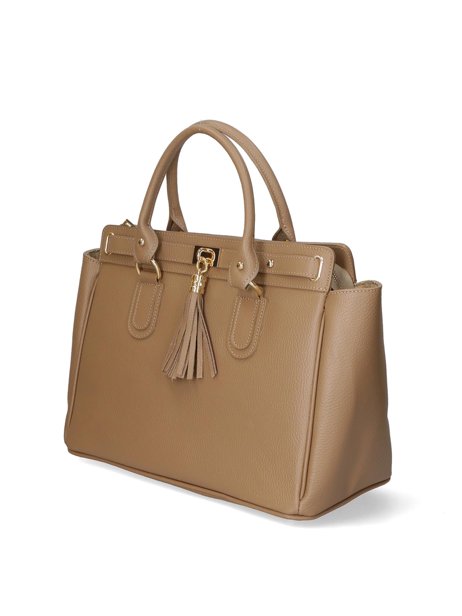 Gave Lux Borsa a mano Elena pelle dollaro Made in Italy - Grigio 37x28x18 cm Dark Taupe