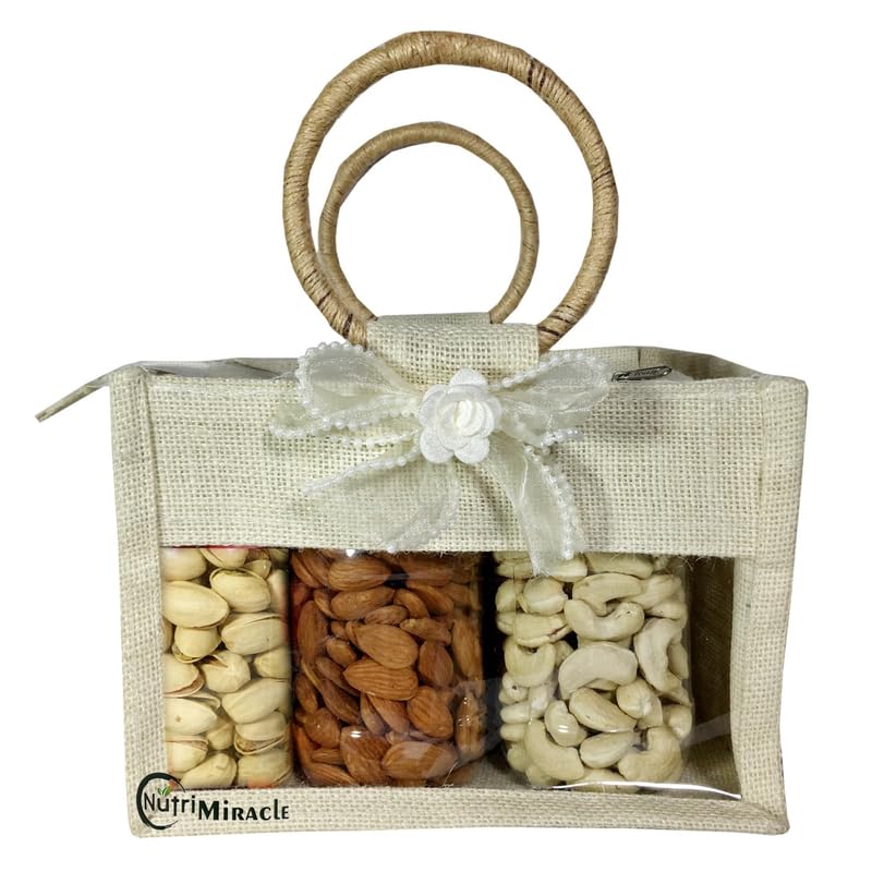 Image of NUTRI MIRACLE Christmas Gift Basket | Dry Fruits Hamper for Office Team and Loved Ones | Return Gift for Christmas Party