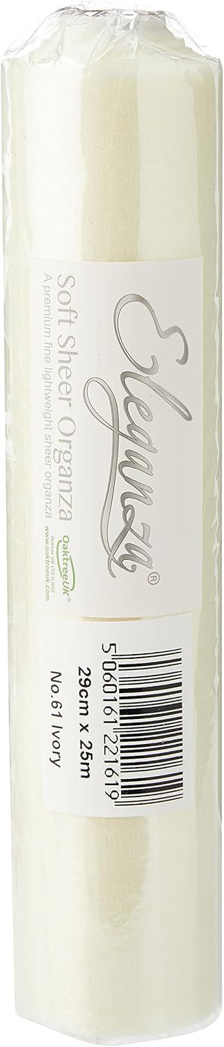 Soft Sheer Organza 29cm x 25m No.61, Number 61 Ivory