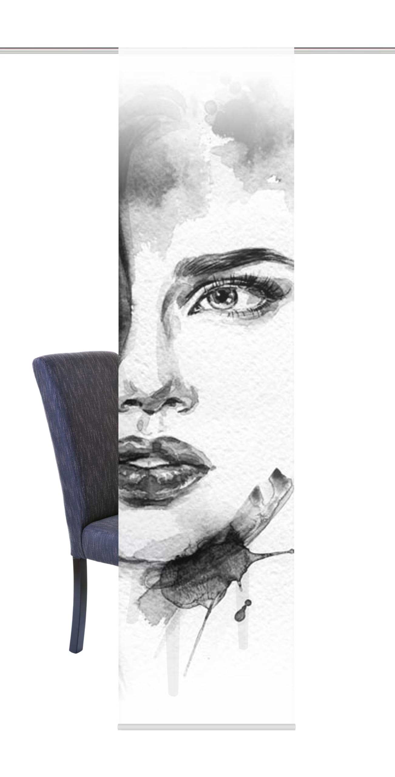 Home Fashion Face Right Tenda a Pannello, Poliestere, Grigio, 245 x 60 cm