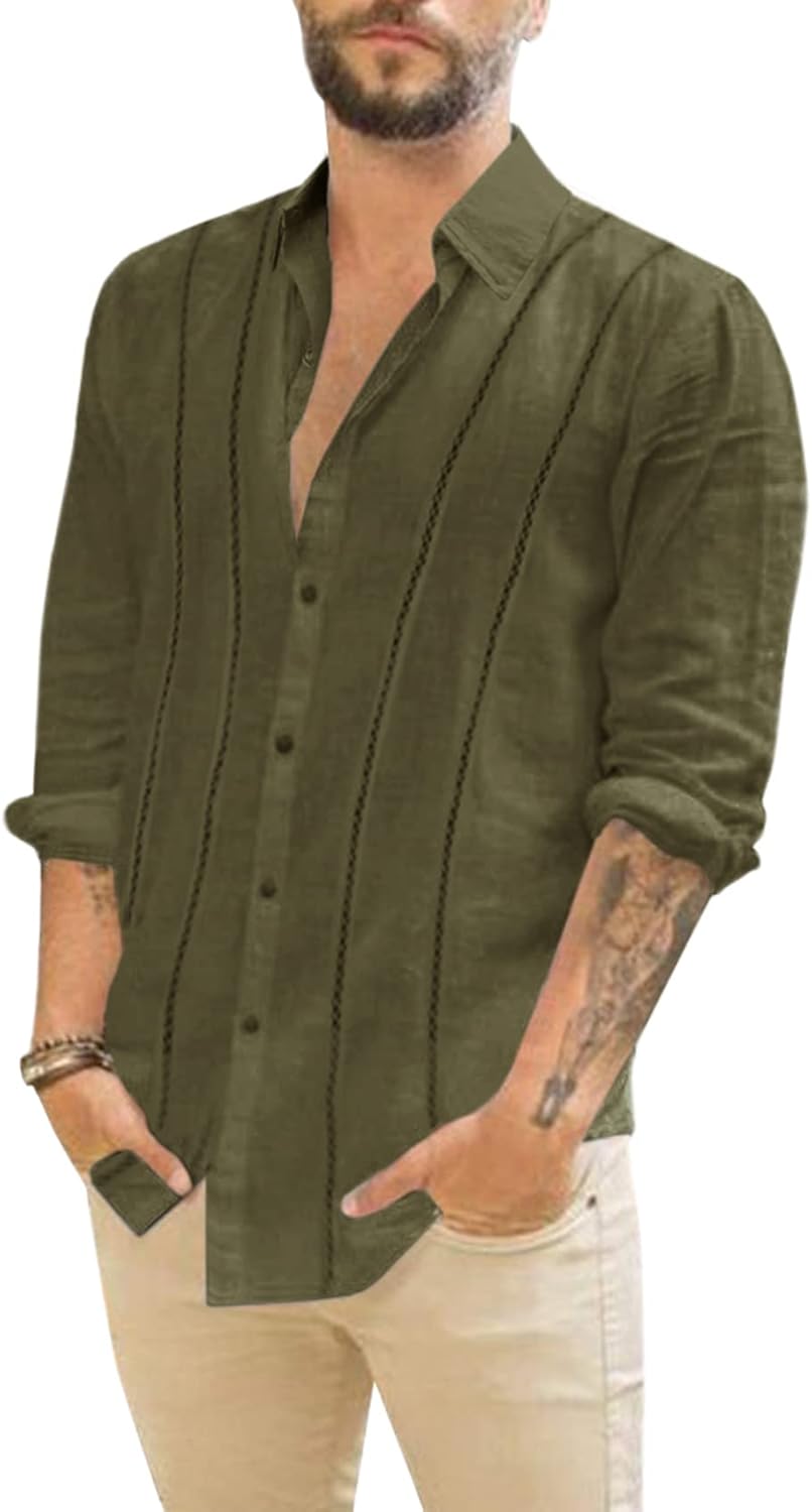 Makkrom Jungen Hemd Mit Mandarinenkragen - Baumwoll-Leinen Langarm Shirt