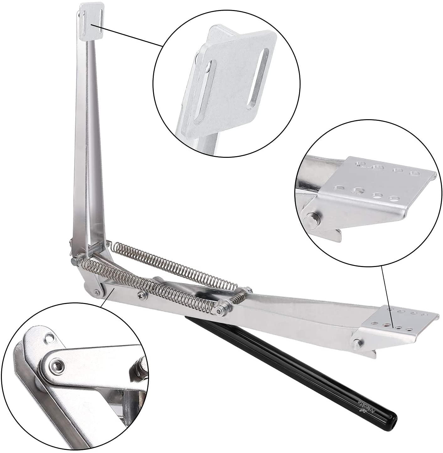Eulenke Automatischer Fensteröffner Frühling mit Doppelfeder, Fensterheber für Gewächshaus Gartenhaus Treibhaus, Fensterantrieb Hubhöhe 45 cm, Temperatursteuerung Öffner bis 14 kg, Alu. (1 Stück)