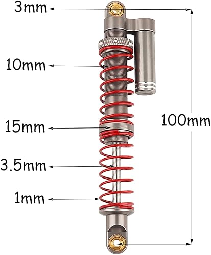 Miniatura 3 de Amortiguador de 3.937 in de aceite ajustable RC Amortiguador con resortes para 1/10 RC Truck Crawler Axial SCX10 I II III TRX4 D90, titanio
