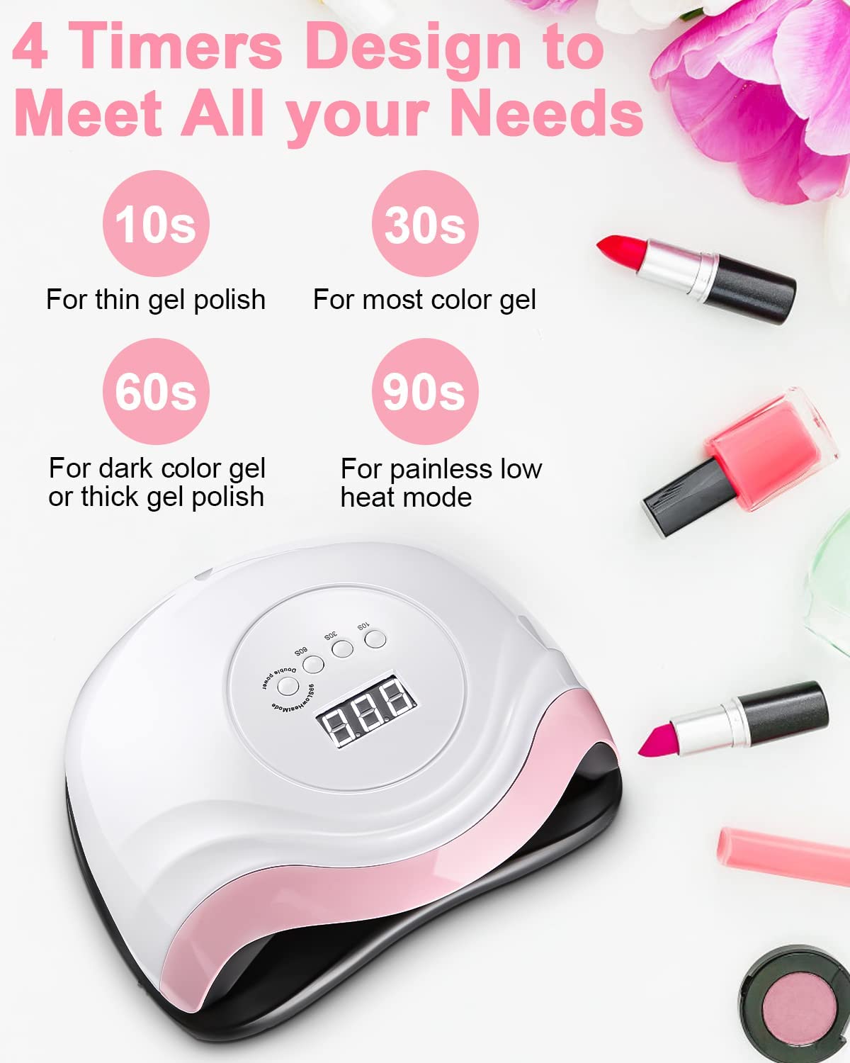 168 W Lampada per Unghie, Lampada a LED UV per Manicure e Pedicure 36 LED Lampada UV Unghie Professionale con Automatico Sensore Display 4 Timers da10s 30s 60s 99s (Elegant-White Pink)