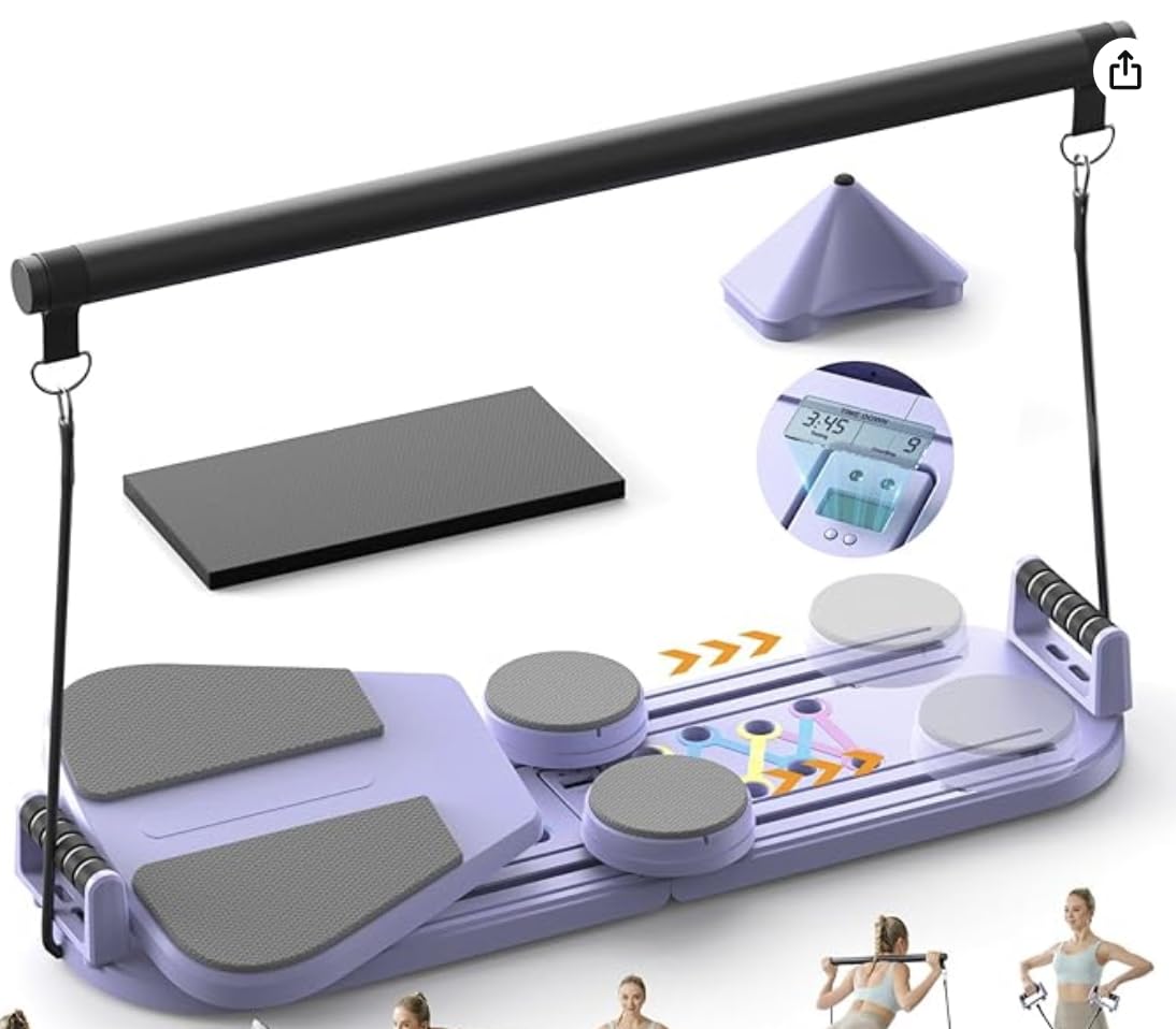 BAM Athletica 2025 Foldable Pilates Reformer Board | Compact Home Pilates Machine for Women, Core, Glutes & Legs | Adjustable Pilates Board with Jump Board & Resistance Bands for Beginners & Seniors