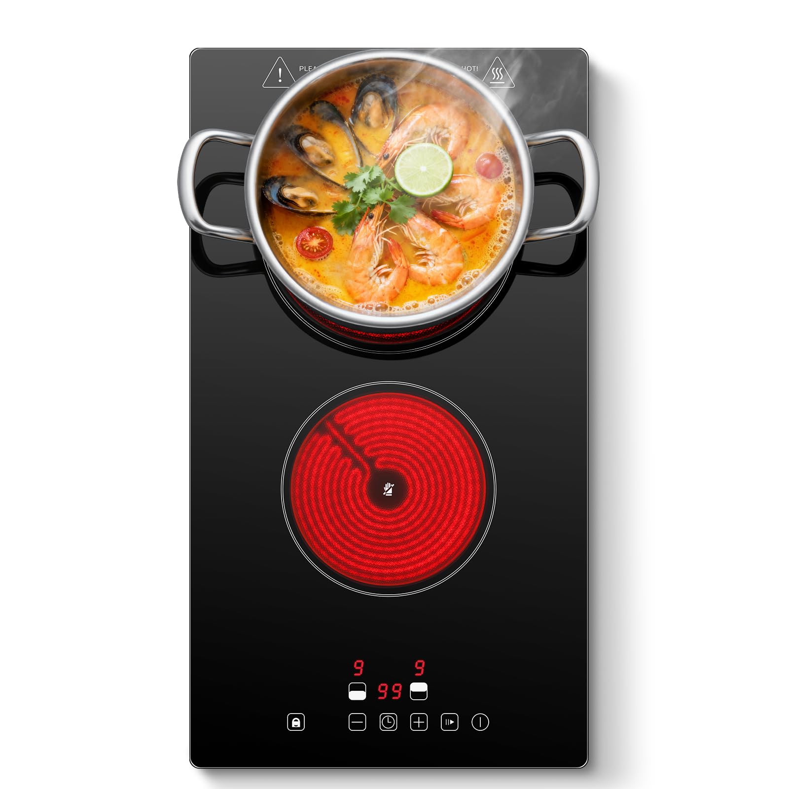 Plaque Vitrocéramique 2 Feux, Plaque de Cuisson Electrique 30cm, Encastrable Table de Cuisson Vitrocéramique, Commande Tactile, 3000W, 9 Niveaux de Puissance, Arrêt Automatique, Pour Toutes Les PoêLes - 1