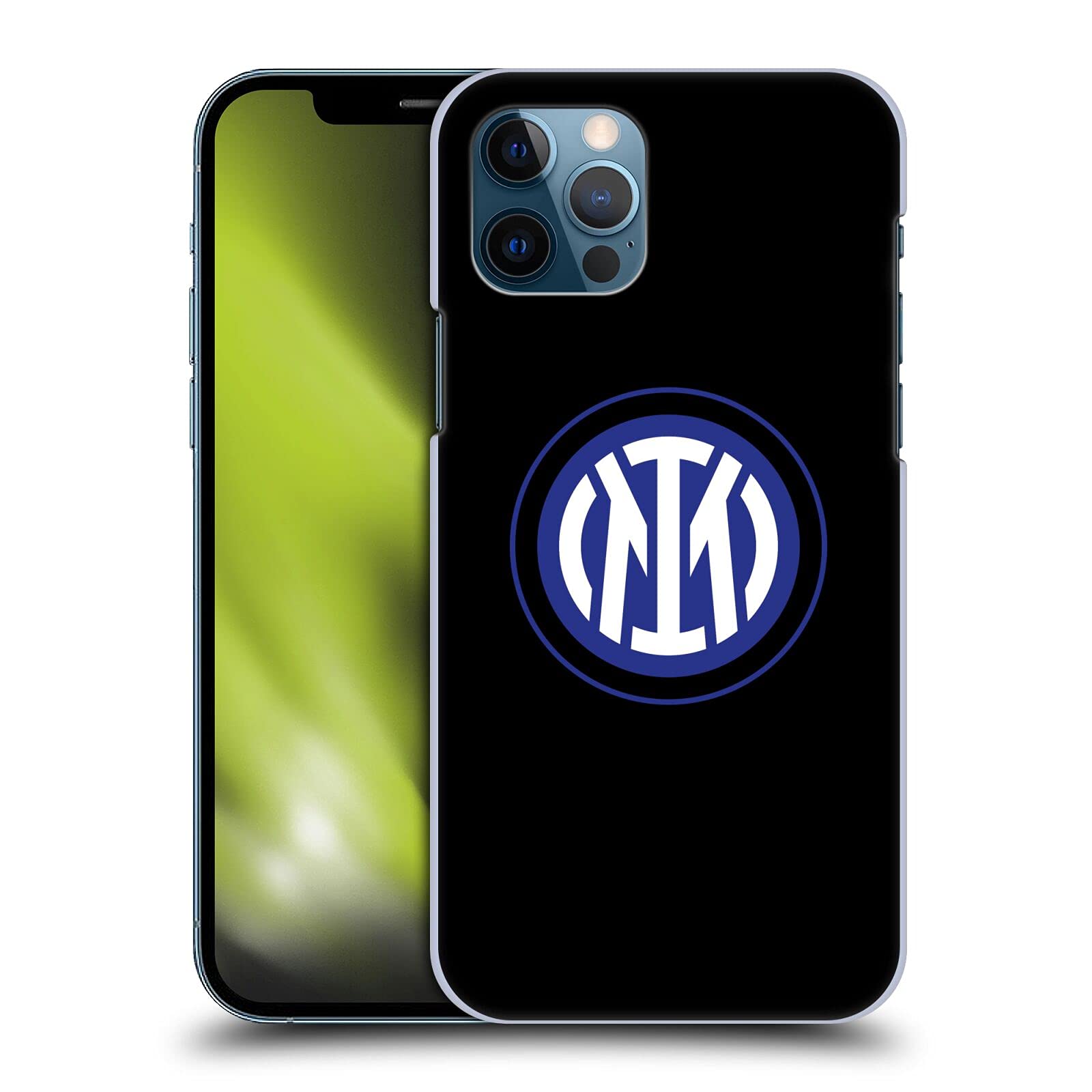 Head Case Designs Licenza Ufficiale Inter Milan Logo su Nero Distintivo Custodia Cover Dura per Parte Posteriore Compatibile con Apple iPhone 12 / iPhone 12 PRO