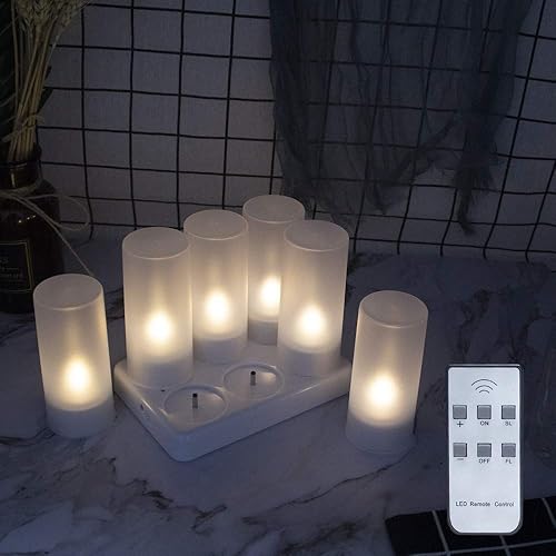 Miniatura 1 de EuroFone Vela recargable LED sin llama Tealight con control remoto 6pcsSet (blanco cálido)
