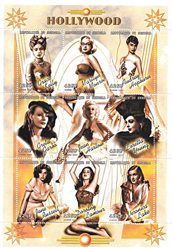 Francobolli da collezione - Female Movie Star di Hollywood Donne MNH foglietto / Senegal / 1999