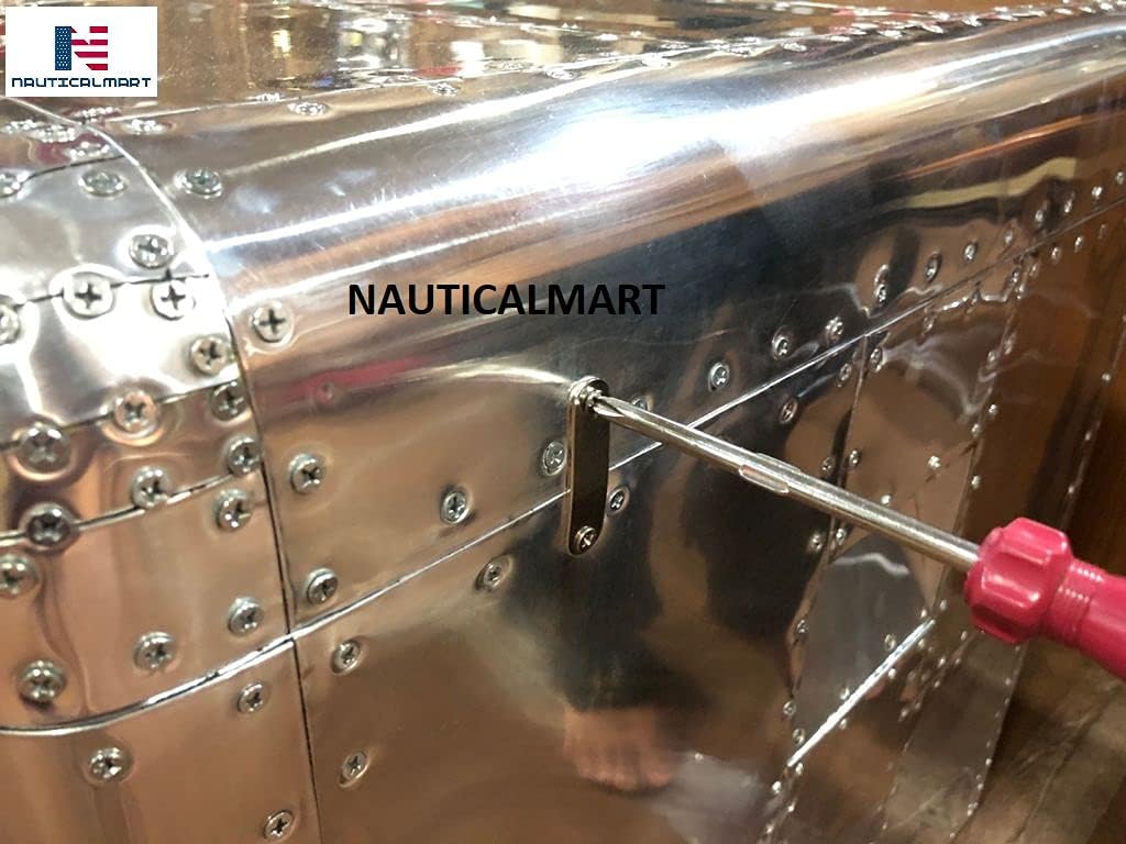 Nautical-Mart Aluminium Aviator Desk Coffee Table Aircraft Style Living Room Home Office Furniture