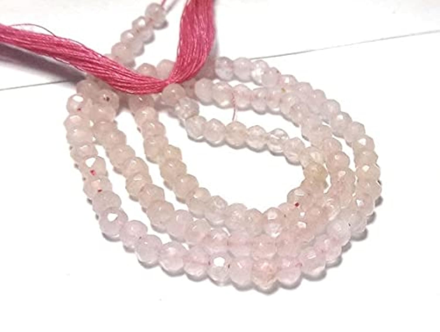 Quartz rose naturel perles rondelles facettées 3-4mm pour bijoux DIY