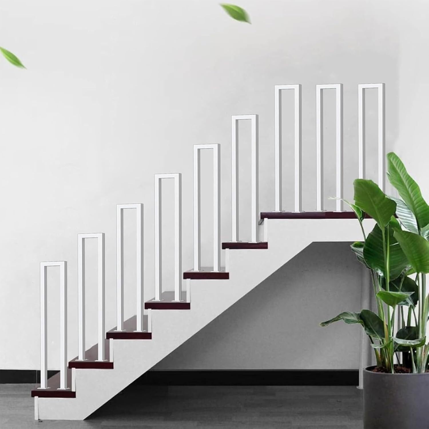 U-Shaped Stair Handrail, Handrails for Outdoor Steps, White Wrought Iron Hand Rails Decorative Railing for Indoor Stairs, for Porch, Loft, Corridor, Garden Fence Armrest(55CM/1.8FT)