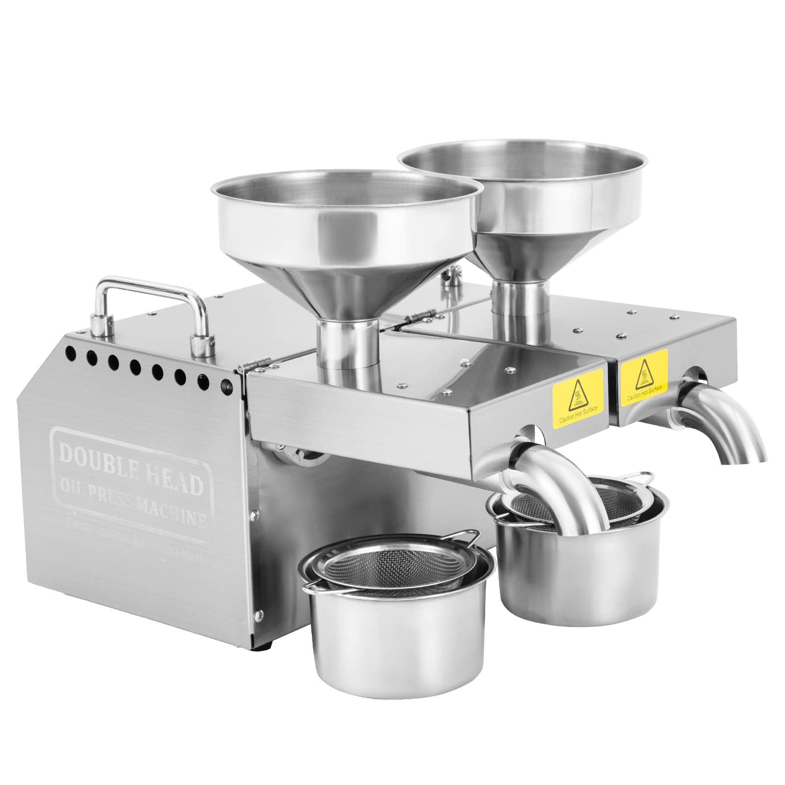 1200W Electric Oil Press Machine with Double Oil Outlets, Cold/Hot Commercial Oil Press Stainless Steel Automatic Oil Maker Machine Oil Press Extractor Machine for Home Kitchen Restaurant