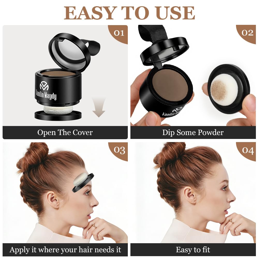 ALIIP Sombra para el Cabello,4g Retocador de Raíces en Polvo Corrector de Raíces,Polvo para la Línea del Cabello Debilitado,Hairline Powder para Cubre Rápidamente Canas Mujer y Hombre (Negro Natural) — view 5