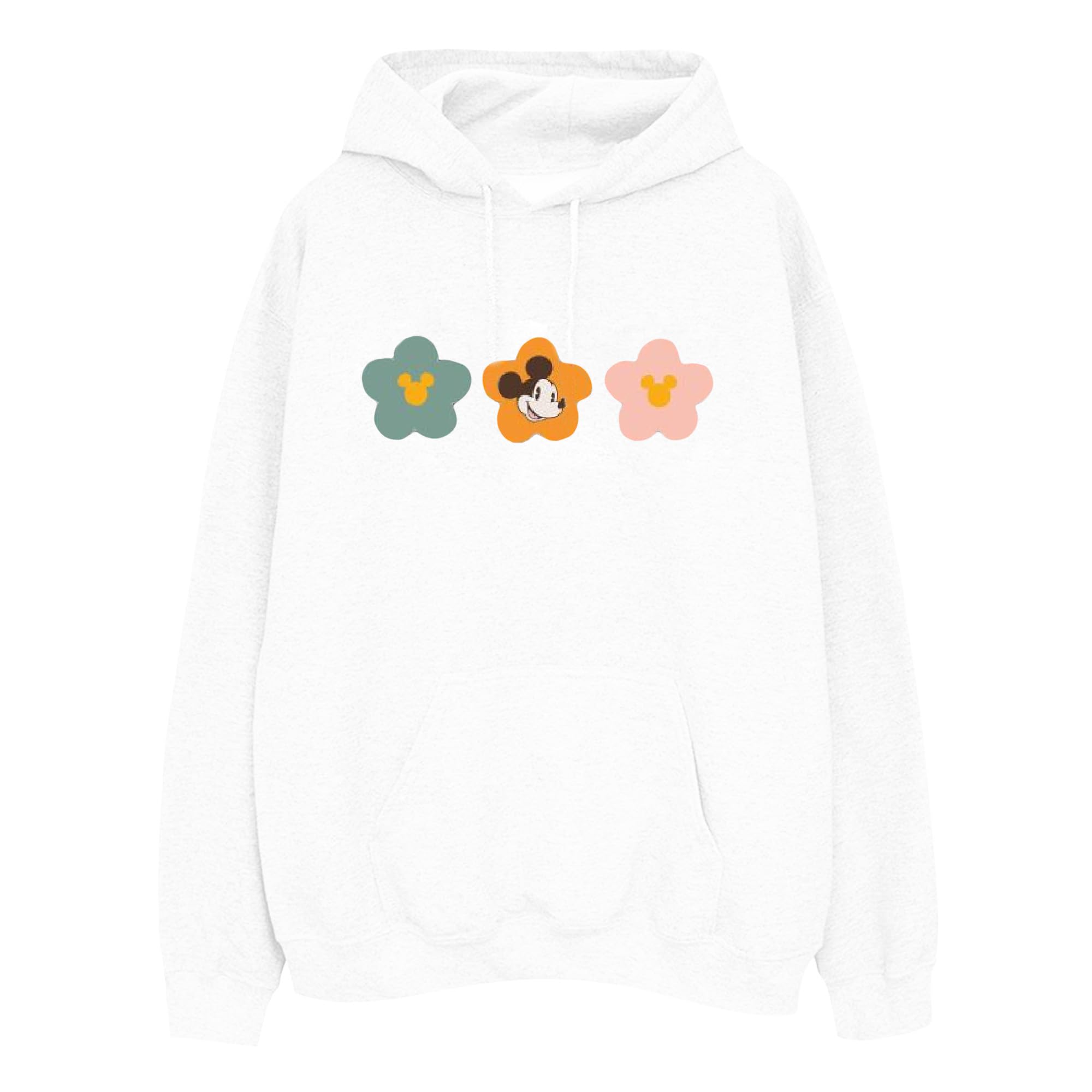 Absolute Cult Women's White Disney Mickey Mouse Flowers Hoodie Medium