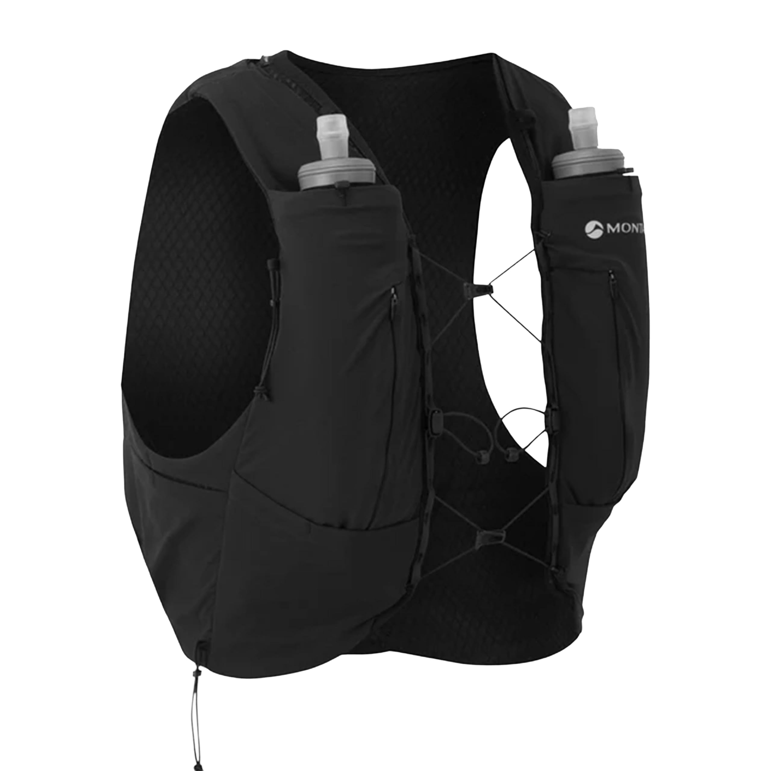 Montane Gecko VP 12+ Running Vest, Lightweight, 4-Way Stretch, with 2x 500ml Soft Flasks, Odour Control, 219g (Black, L)