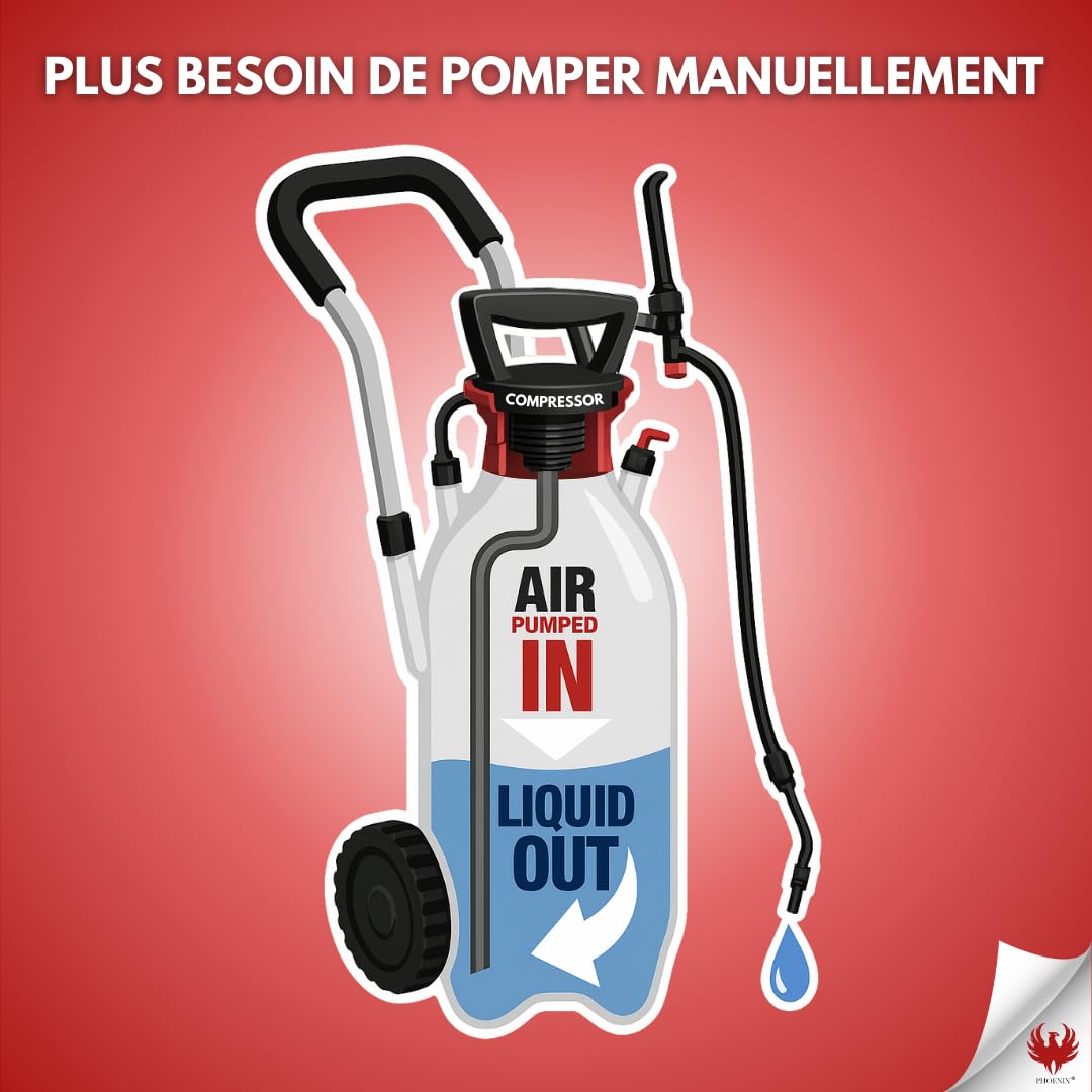 Phoenix - Roller Sprayer - Elektryczny i Wolnostojący opryskiwacz - 12 litrów - Wyposażony w głowicę elektro-pneumatyczną