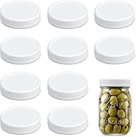 Vista 8 de AOZITA Paquete de 10 tapas de tarro de boca regular para bolas, Kerr y más, tapas de almacenamiento de plástico blanco para tarros