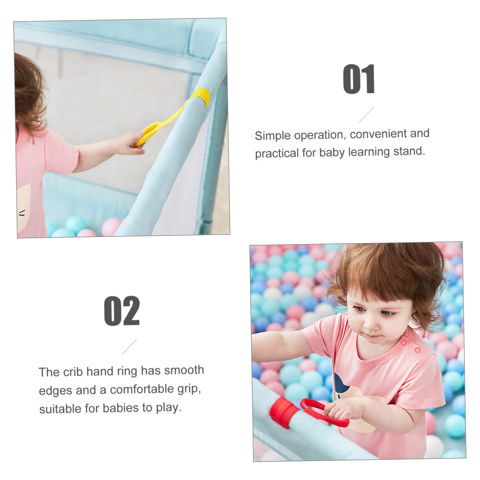 Vaguelly Infant Bed Pull Ring 4pcs Bed Hand Rings Baby Toddler Pull Tab for Safe Standing and Walking