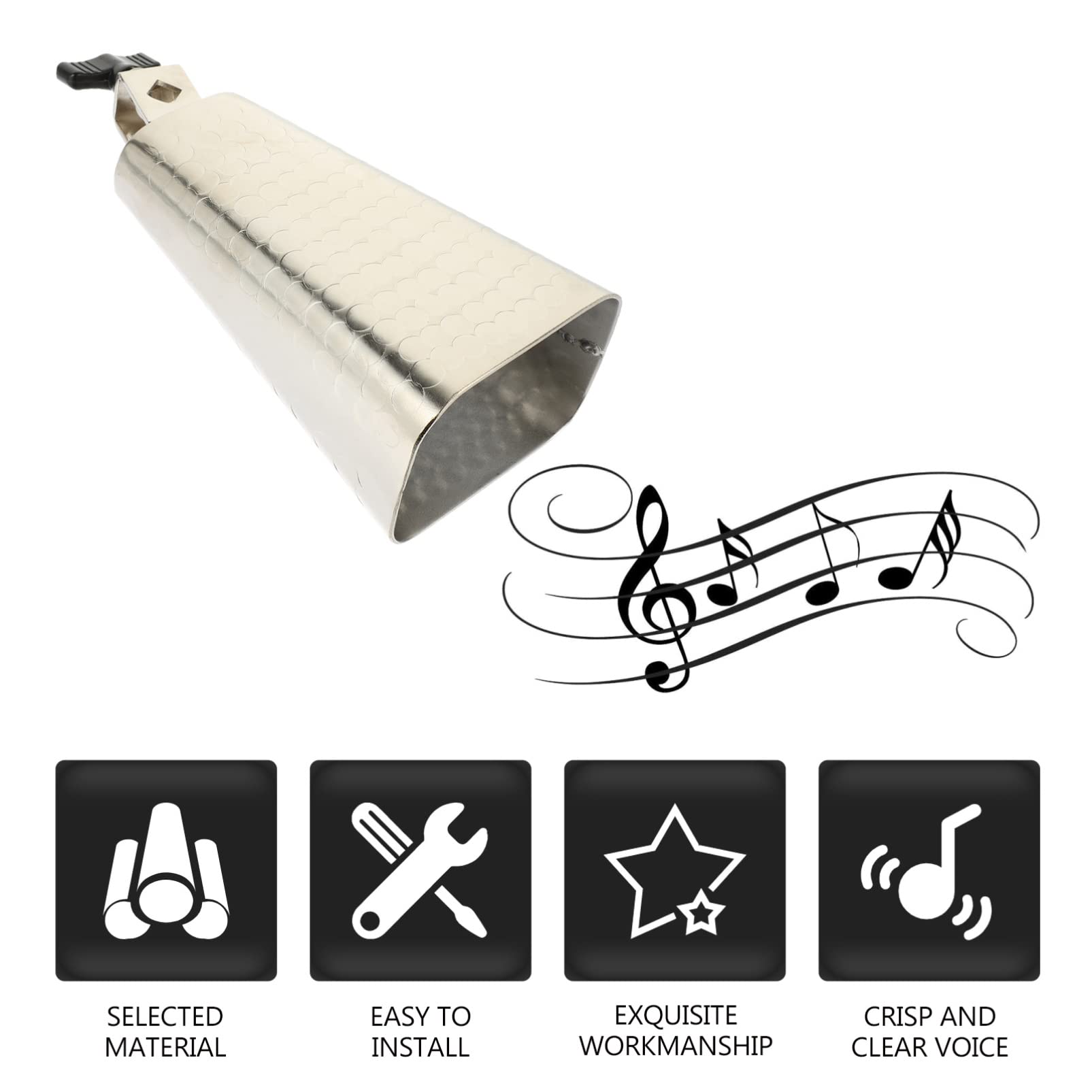Cencerro de Aleación de Acero Plata 6 Pulgadas para Batería | Percusión Infantil, Bordes Lisos, Acabado Metálico Plateado, Diseño de Apariencia Elegante