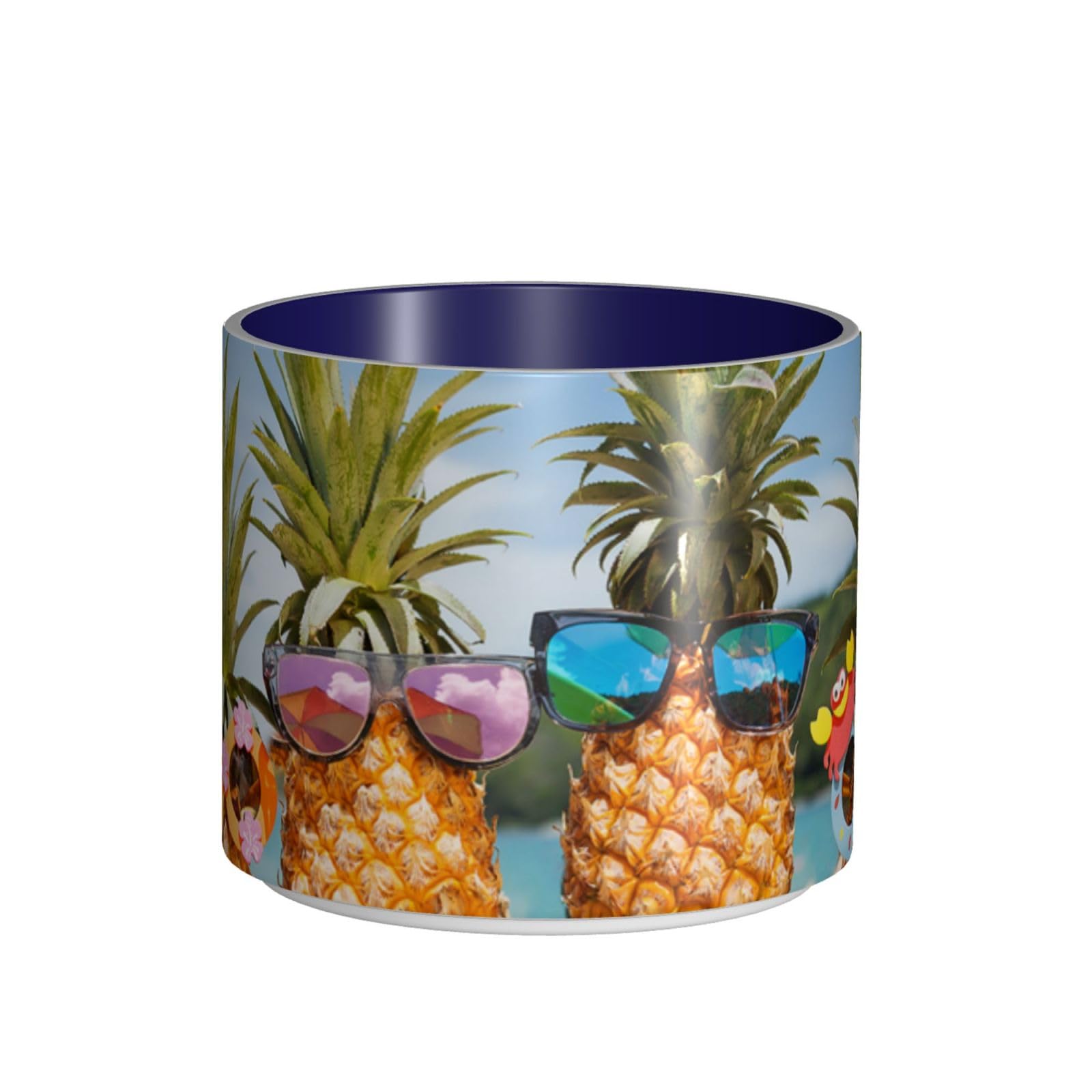 Ananas Owoce Okulary przeciwsłoneczne Piasek Plaża Drukowane Duża Pojemność Ceramiczne Kubki Filiżanka Do Kawy