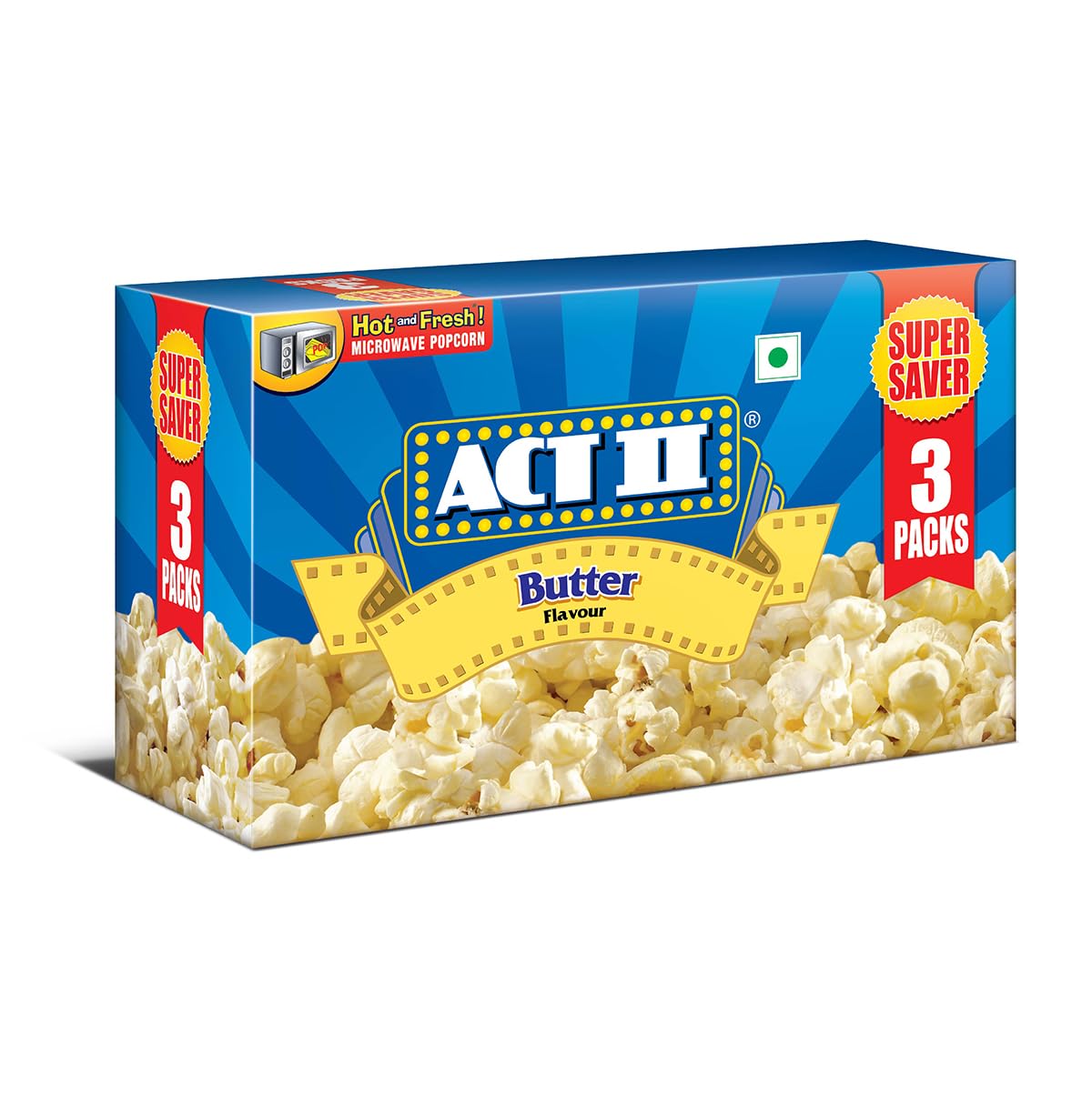 ACT II Microwave Popcorn Butter, 297g/276g (Weight May Vary)
