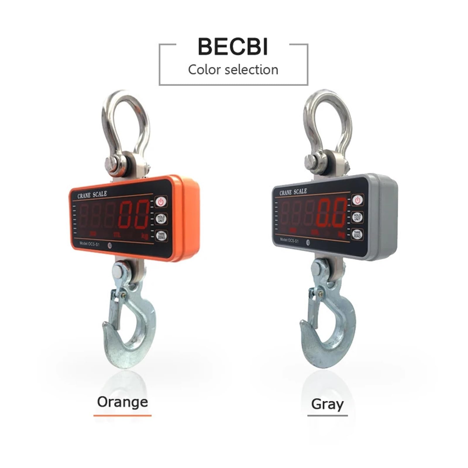 Balance suspendue de précision 1 tonne Affichage LED 1000 kg grue électronique numérique Crochet pesée Bascula pour le Marché(Orange)
