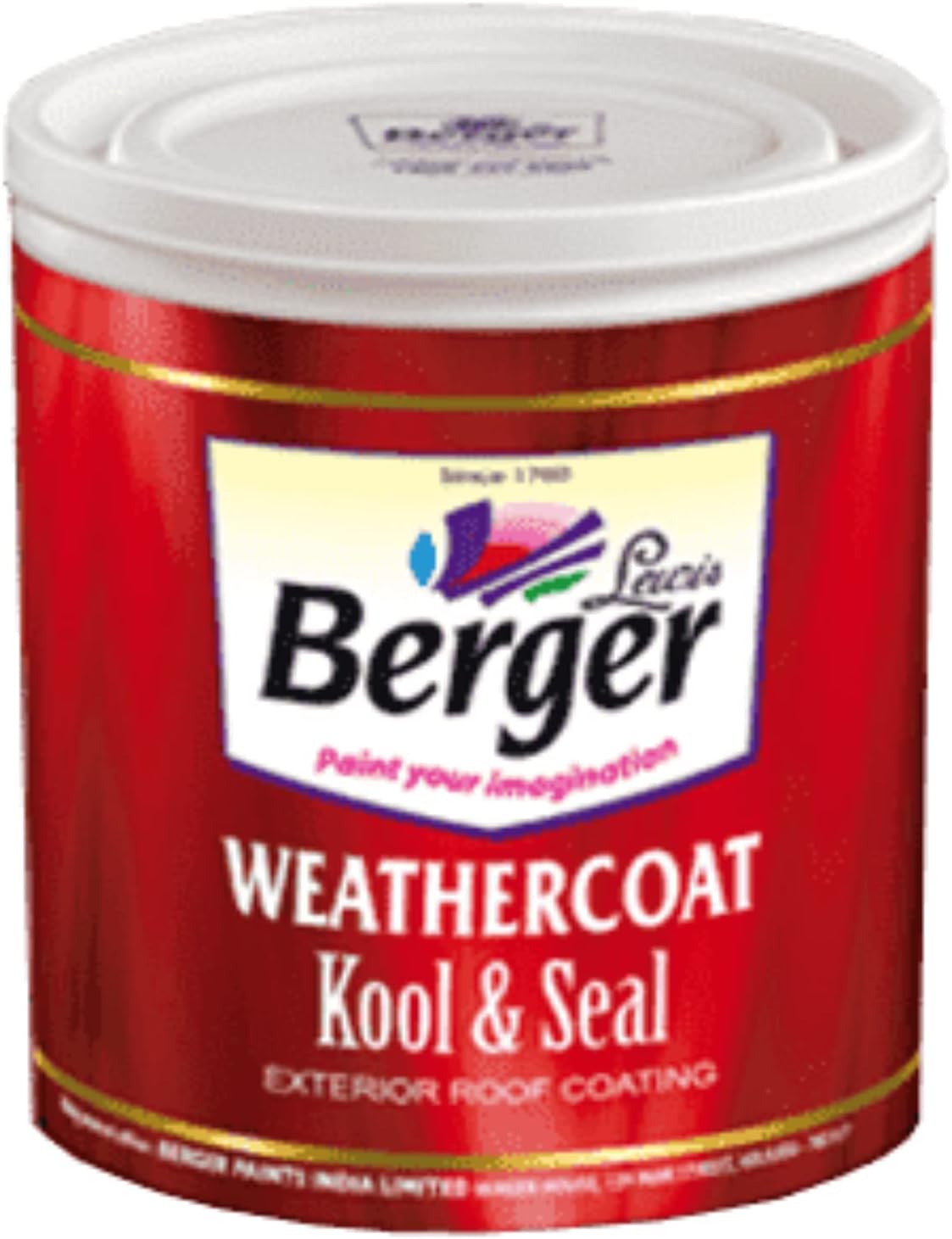 Berger paints Weathercoat KOOL & SEAL | Summer Cool Solar Reflective Roof Coating Heat Resistance Paint | White | 1 Litre | Pack of 1