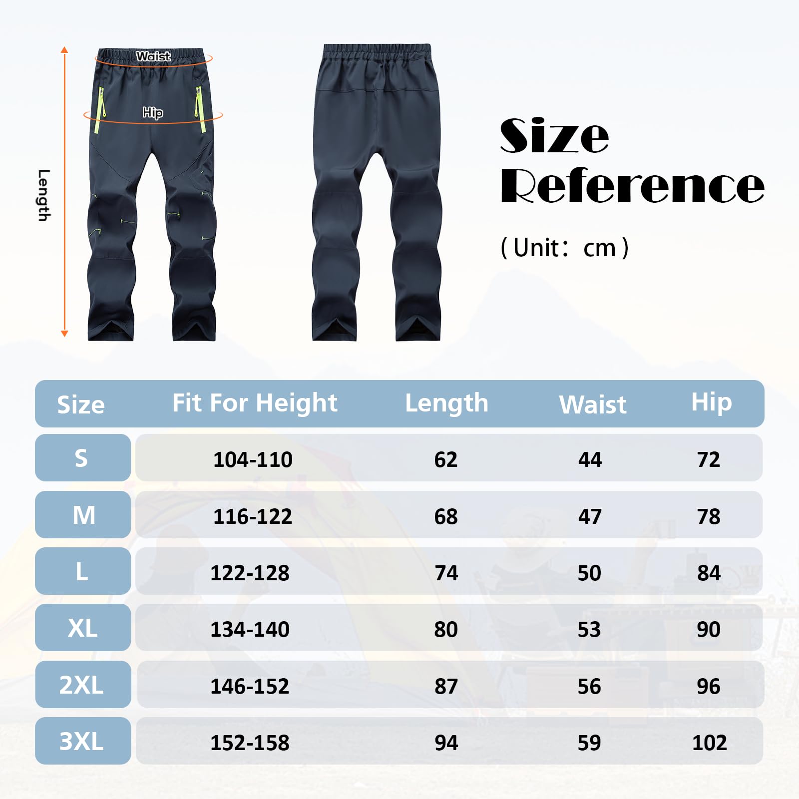 BWBIKE Pantalon d’Extérieur à Séchage Rapide pour Garçon - Pantalon léger de Randonnée et de Camping pour Enfants avec Poches Zippées, Jogging de Sport pour Jeunes pour Le Trekking et l’Aventure