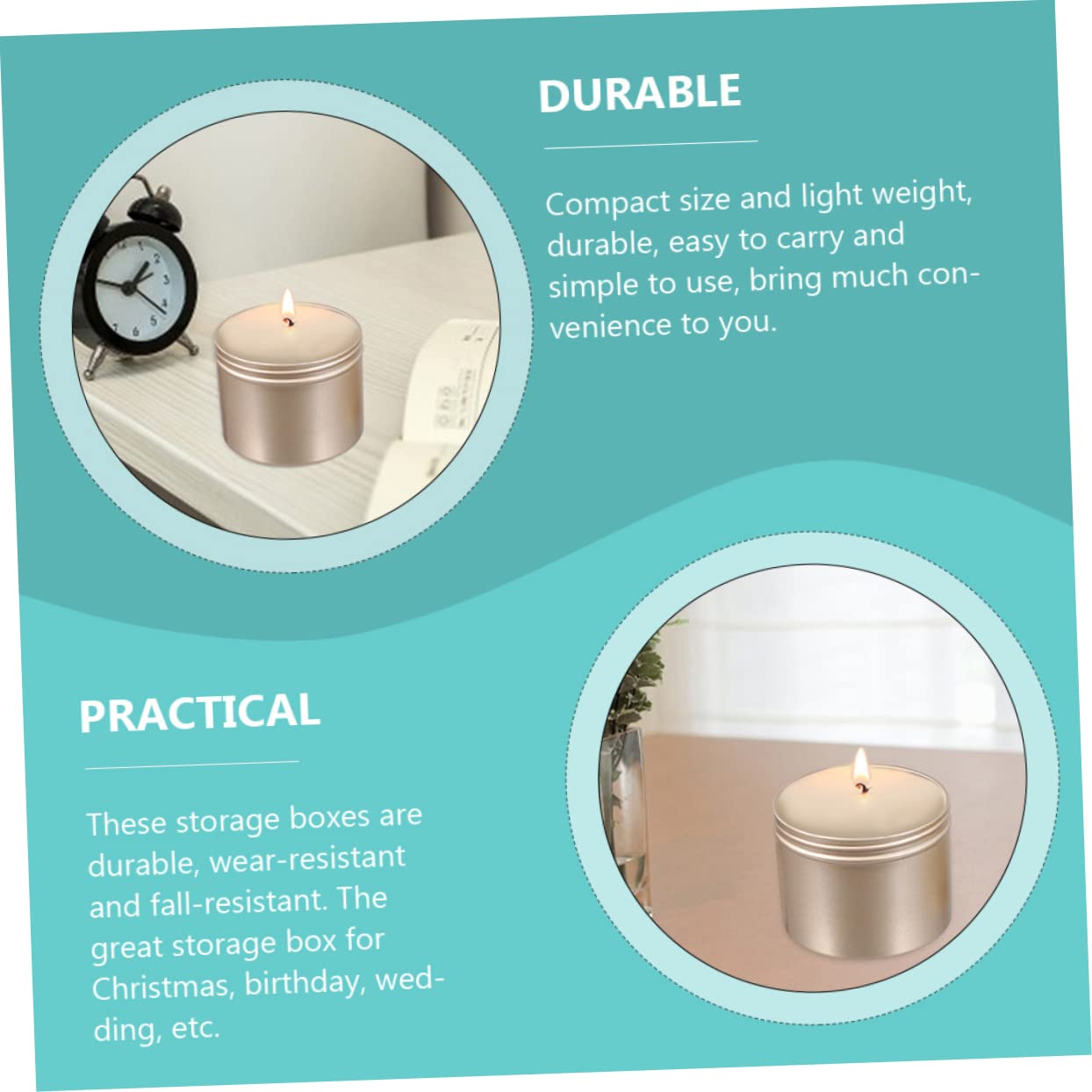 HOODANCOS Candle Making Jars Lids 4-pc Aluminum Can Storage Boxes Small Storage Tins