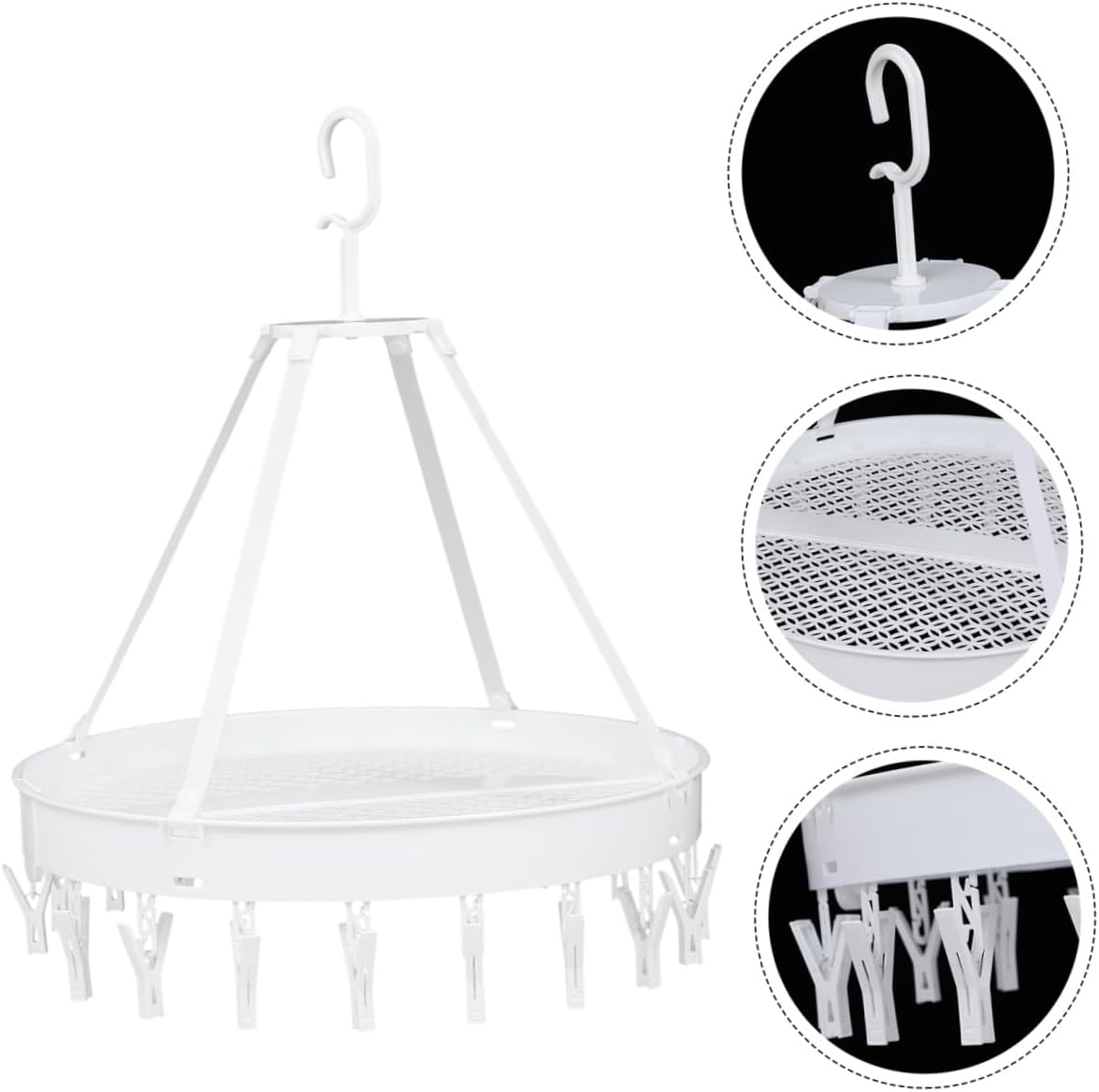 Foldable Clothes Drying Rack Socks and Underwear Hanger Single Layer White Windproof Balcony Laundry Organizer for Indoor Use