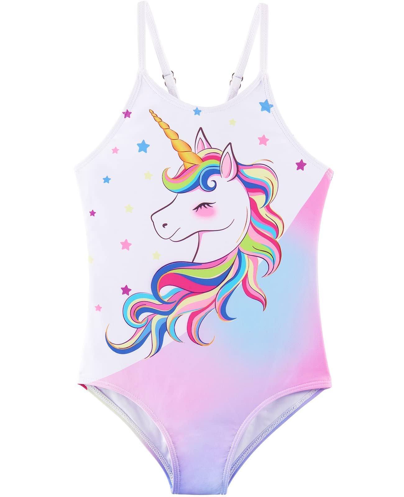 WAWSAM Traje de baño de una Pieza de Unicornio para niñas y niñas