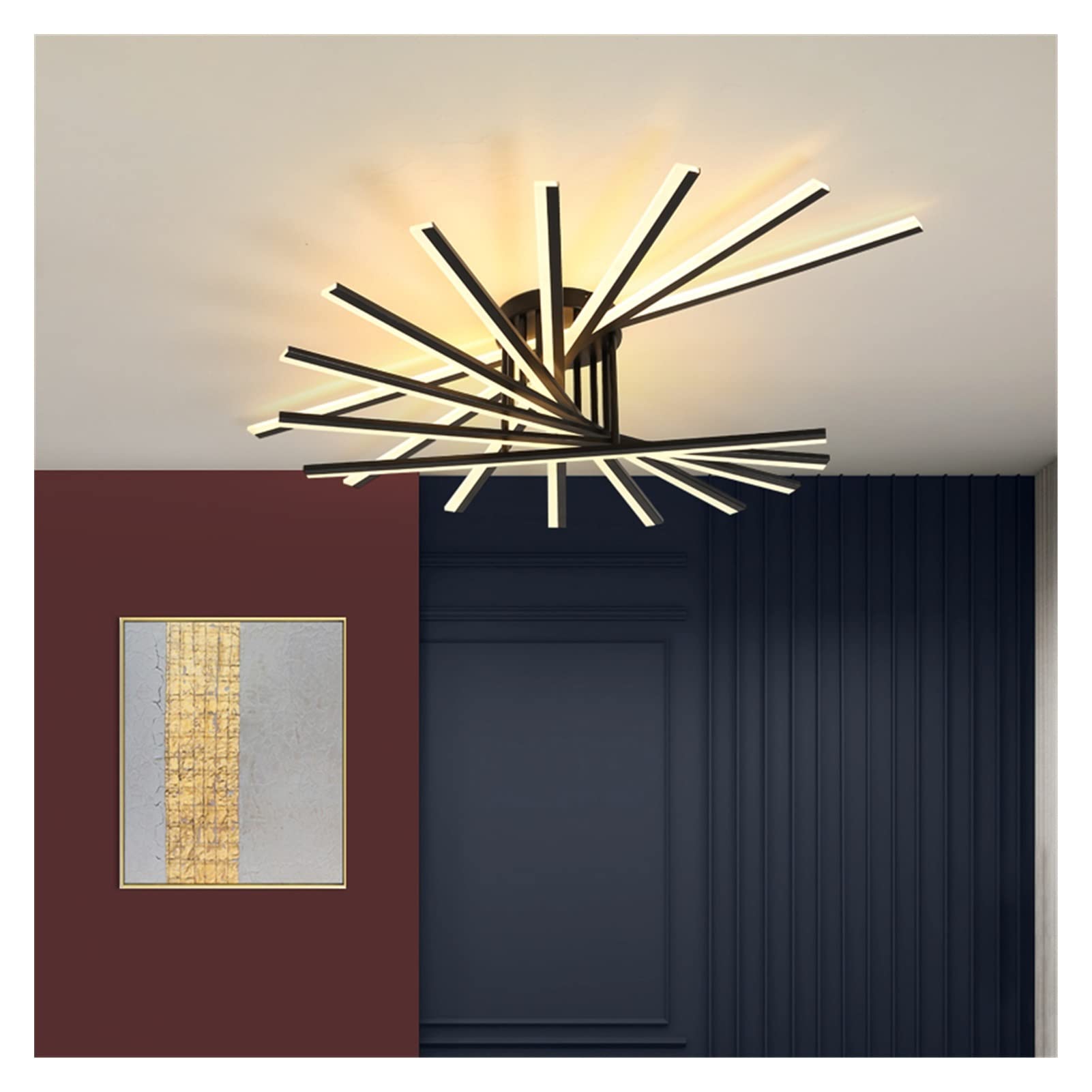 HXYSXHJUO Modern LED Pendant Light Fixture Dimmable White Black Fan Shaped Chandelier for Living Room Bedroom Restaurant Stylish Indoor Lighting Solution