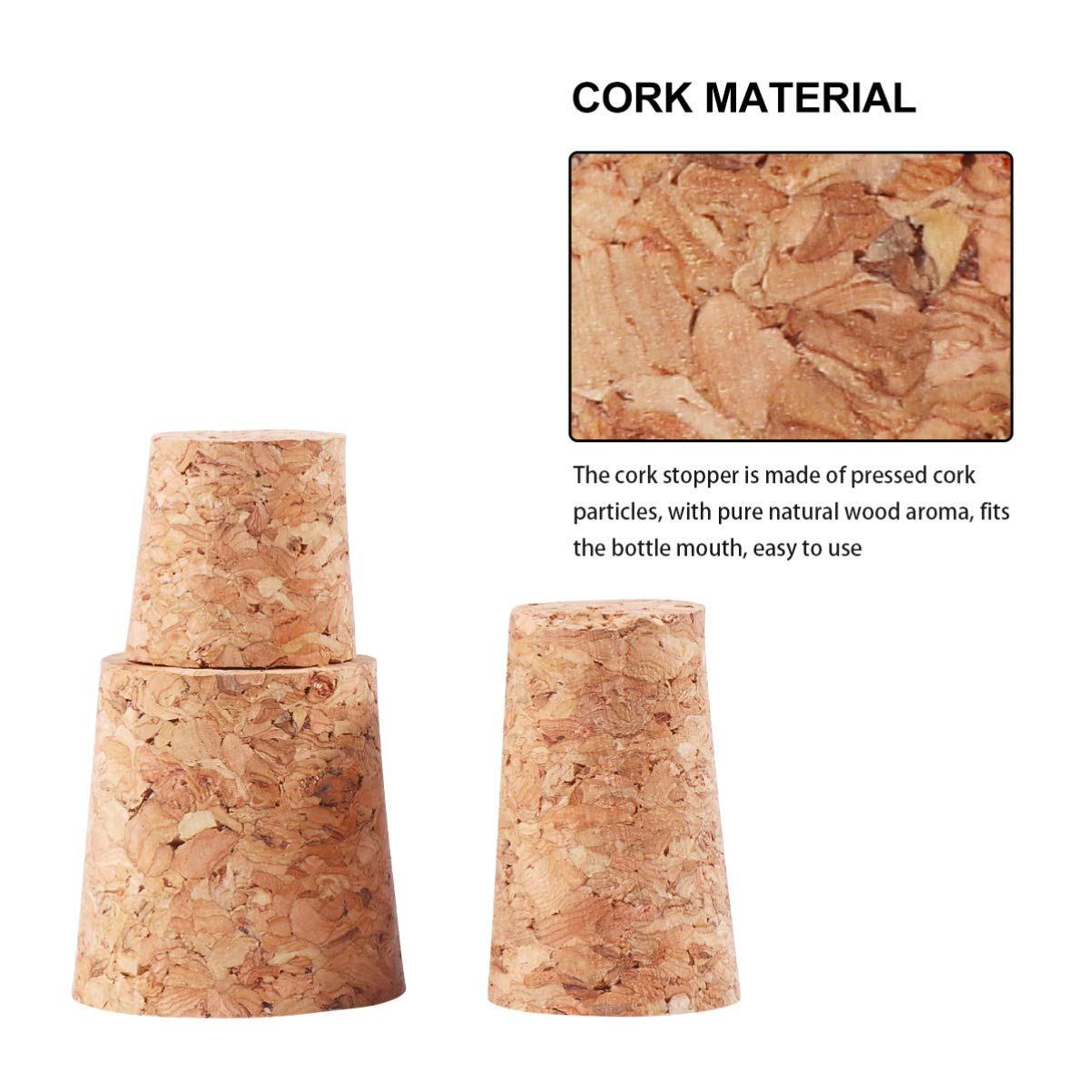 BENECREAT 6pcs Cork Bottle Stoppers, Tapered Cork Plug Wine Bottle Cork Stoppers, Replacement - View #10